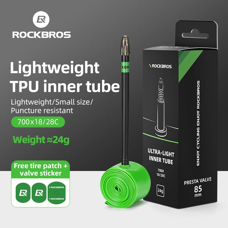 ROCKBROS Ultra-Light 24g TPU Puncture-Resistant Inner Tube 700x18/28C for Road Cycling