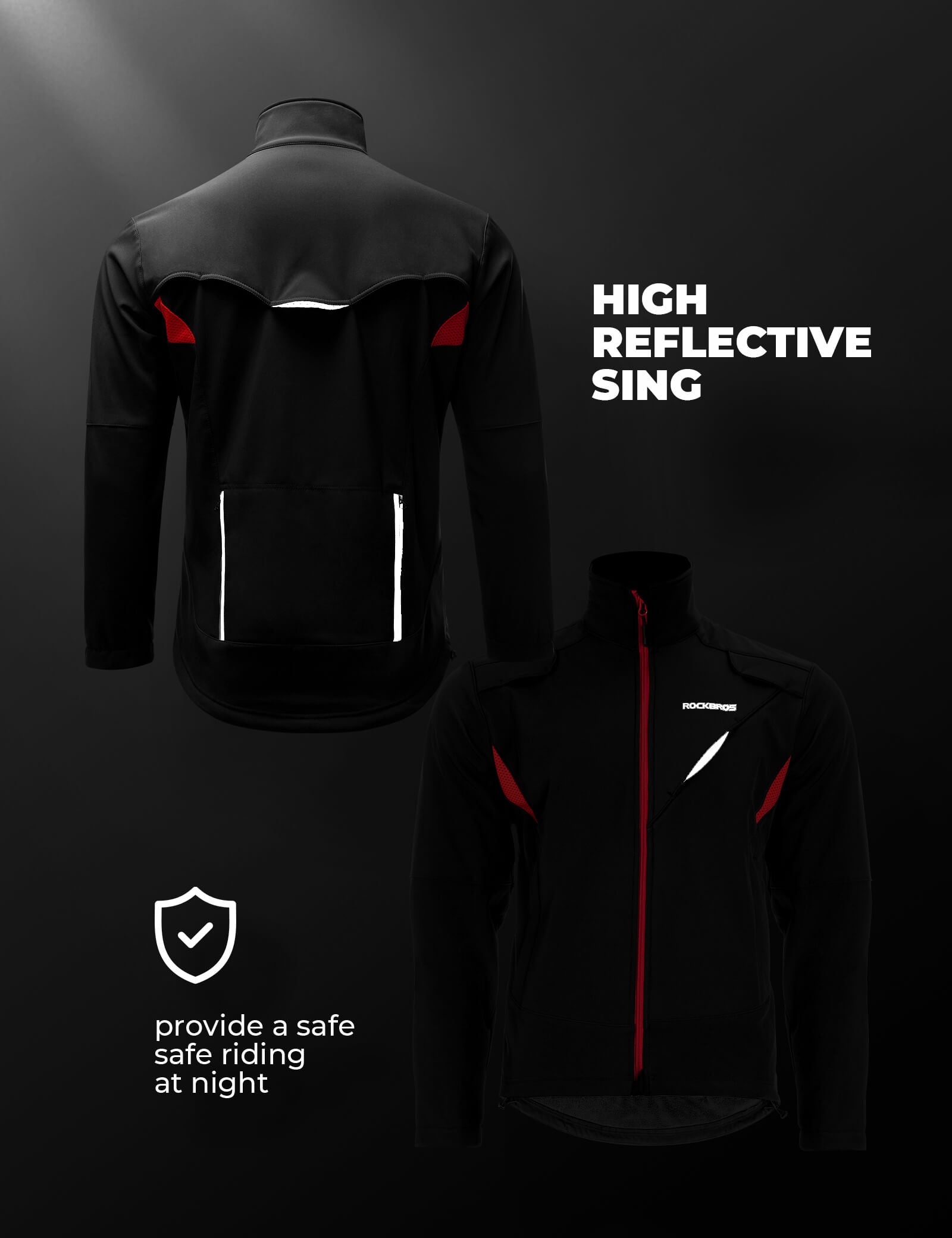 ROCKBROS unisex thermal winter cycling jacket for cold-weather rides