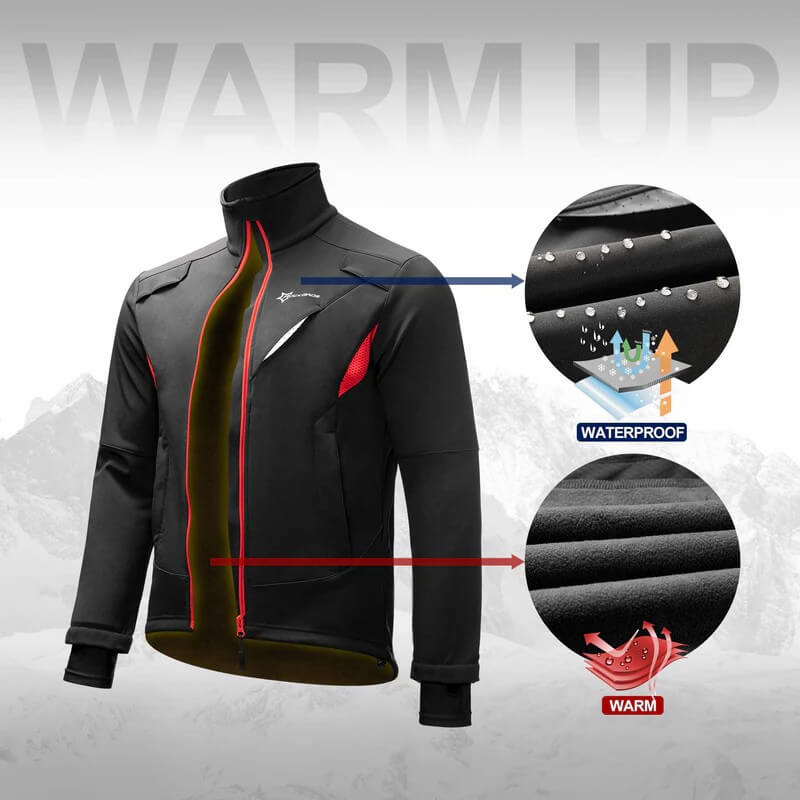 ROCKBROS unisex thermal winter cycling jacket for cold weather outdoor sports