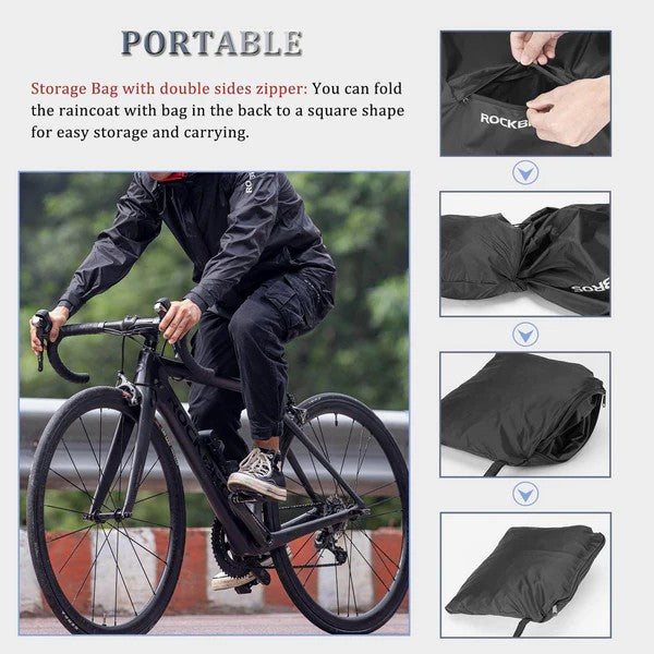 ROCKBROS unisex waterproof and windproof cycling jacket with breathable vents, reflective elements