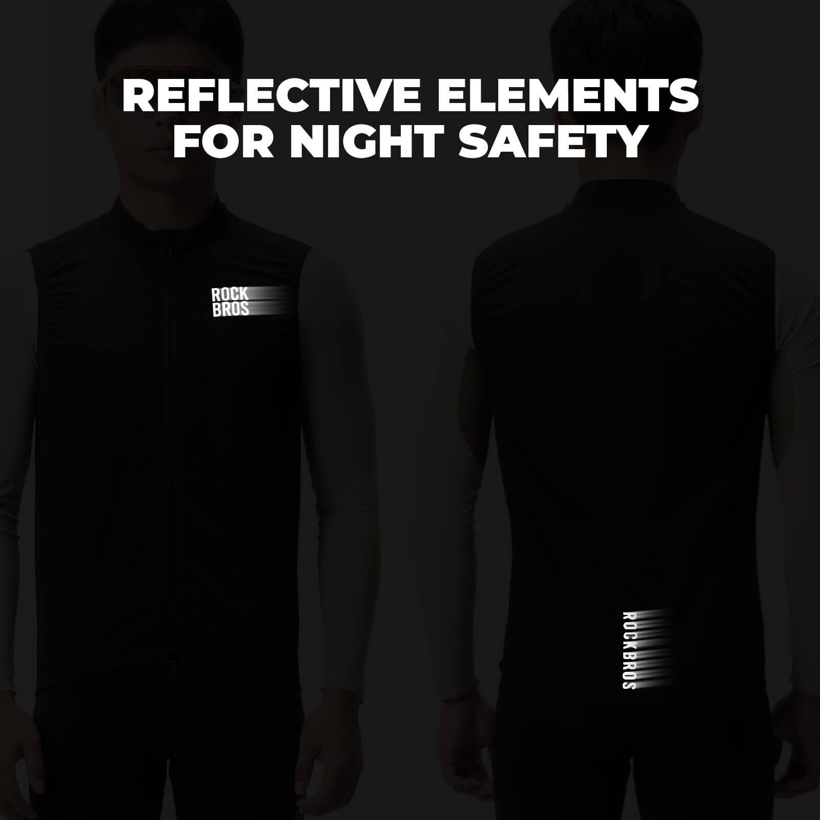 ROCKBROS unisex windproof cycling vest with thermal lining and reflective details for outdoor riding