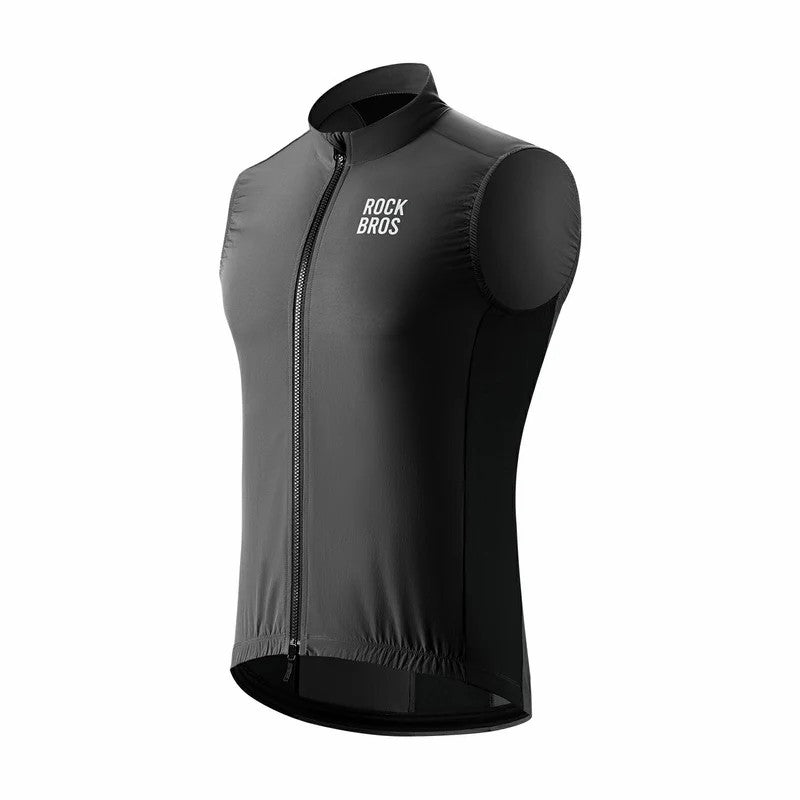 ROCKBROS unisex windproof cycling vest with thermal lining and reflective details for outdoor riding
#Color_Black