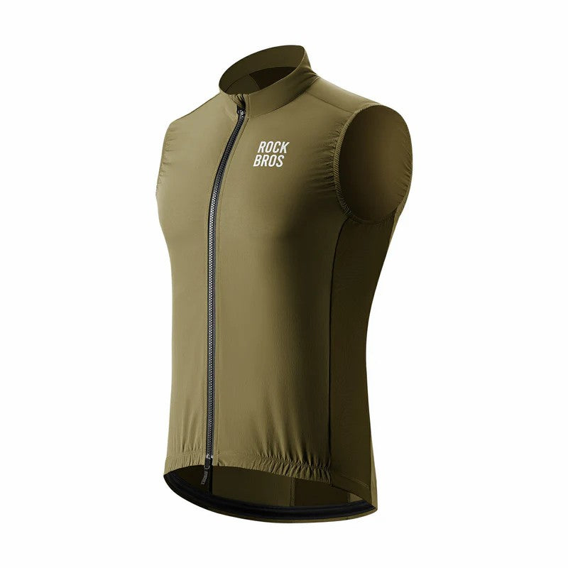 ROCKBROS unisex windproof cycling vest with thermal lining and reflective details for outdoor riding
#Color_Brown