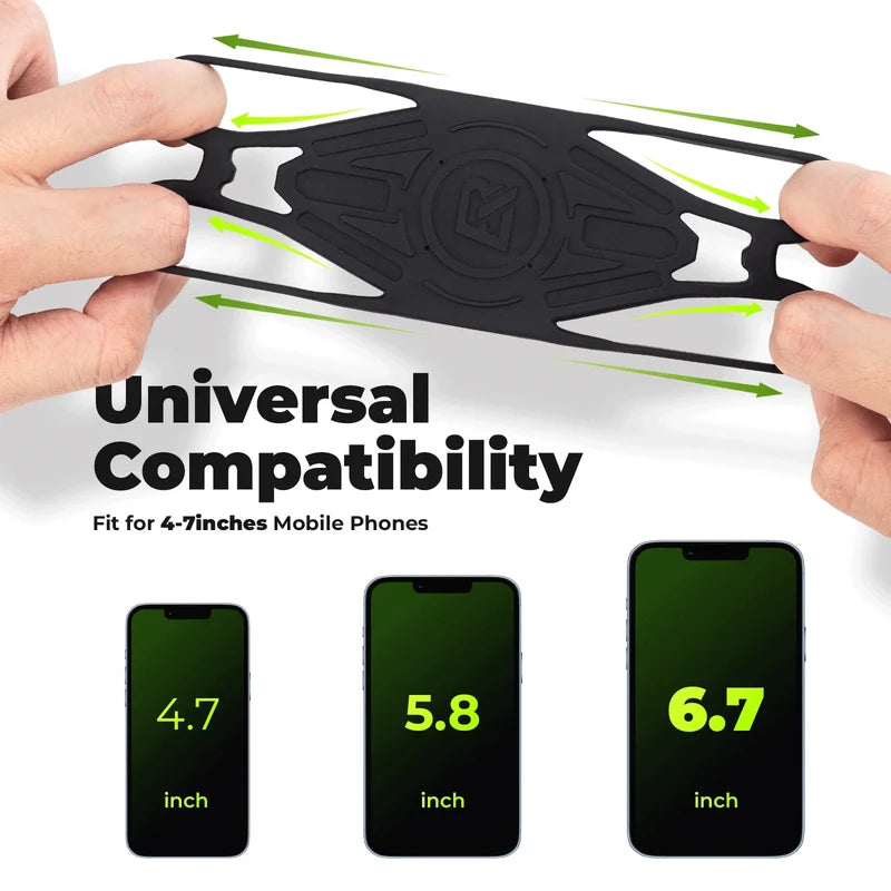 ROCKBROS universal silicone bike phone mount with four-corner grip design for secure smartphone mounting on handlebars