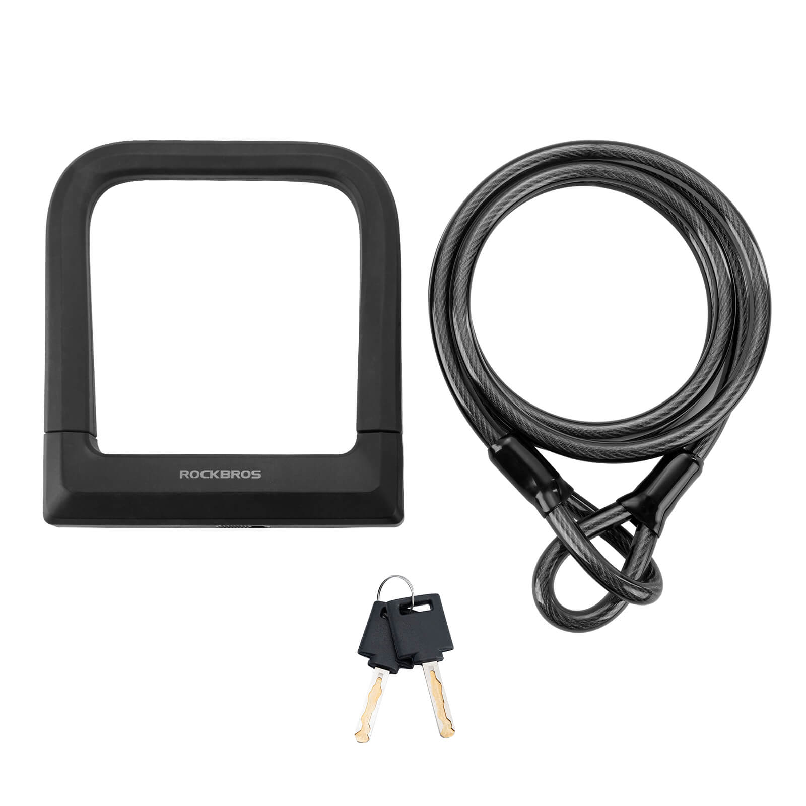 ROCKBROS Upgraded Wide & Thick Silicone U-Lock for High-Security Bike Protection
#Style_U Lock with Cable