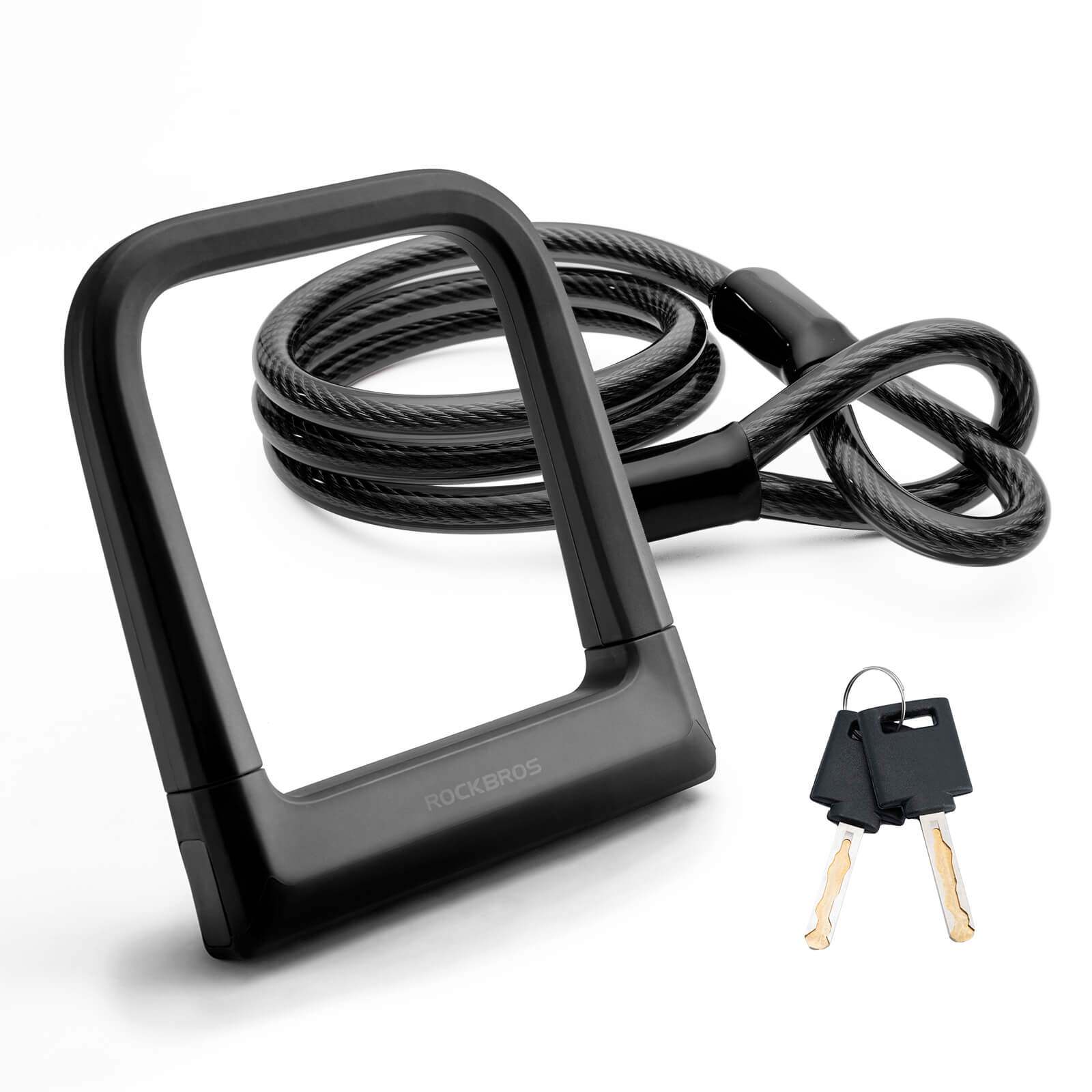 ROCKBROS Upgraded Wide & Thick Silicone U-Lock for High-Security Bike Protection
#Style_U Lock with Cable