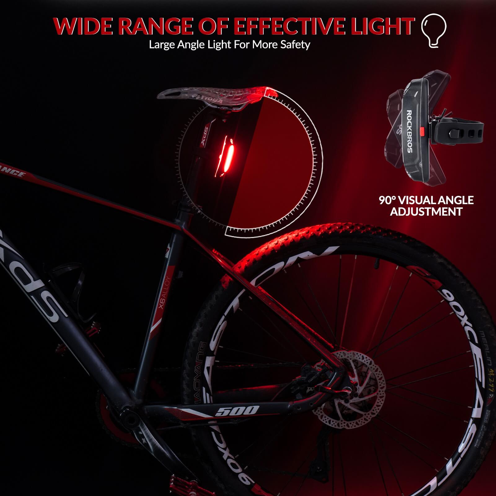 ROCKBROS USB rechargeable bike tail light with 7 modes for high-visibility rear safety