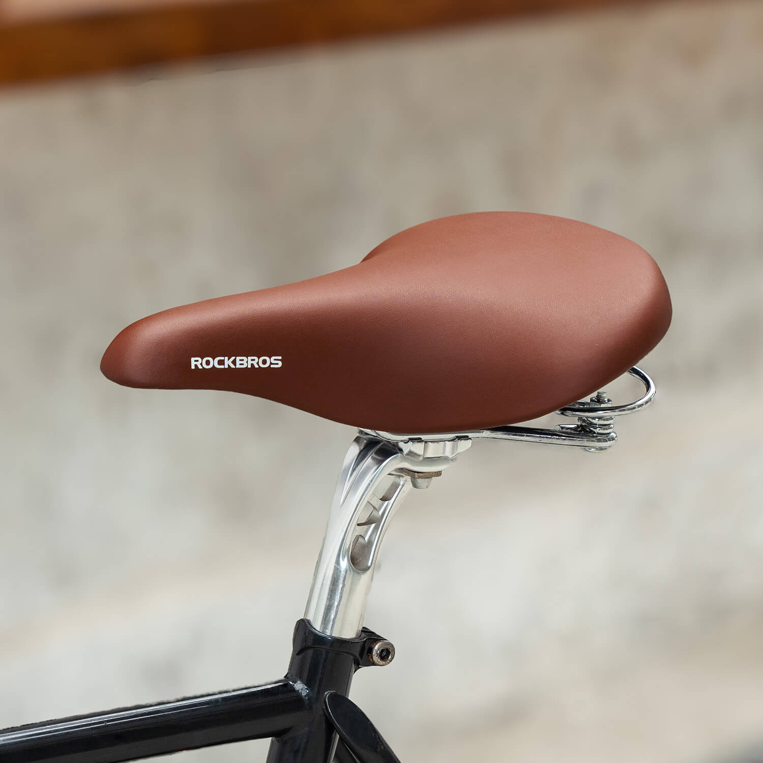 ROCKBROS vintage comfort bike saddle with dual-spring shock absorption