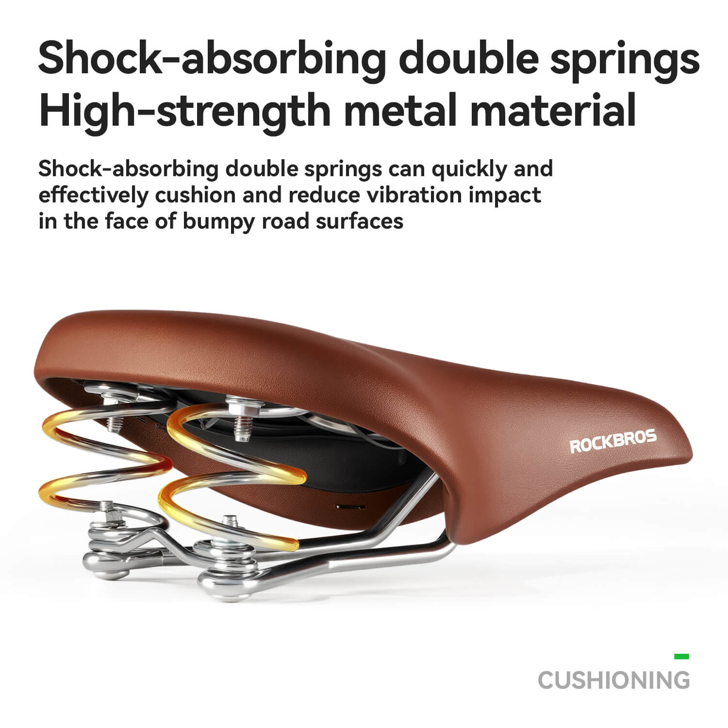 ROCKBROS vintage comfort bike saddle with dual-spring shock absorption