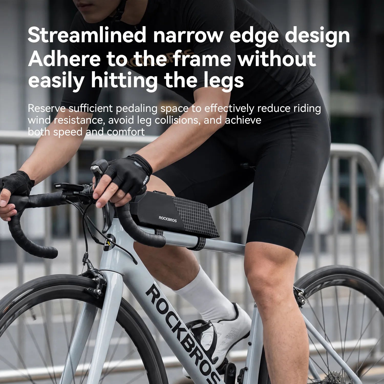 ROCKBROS waterproof aerodynamic bike top tube bag for road cycling and commuting