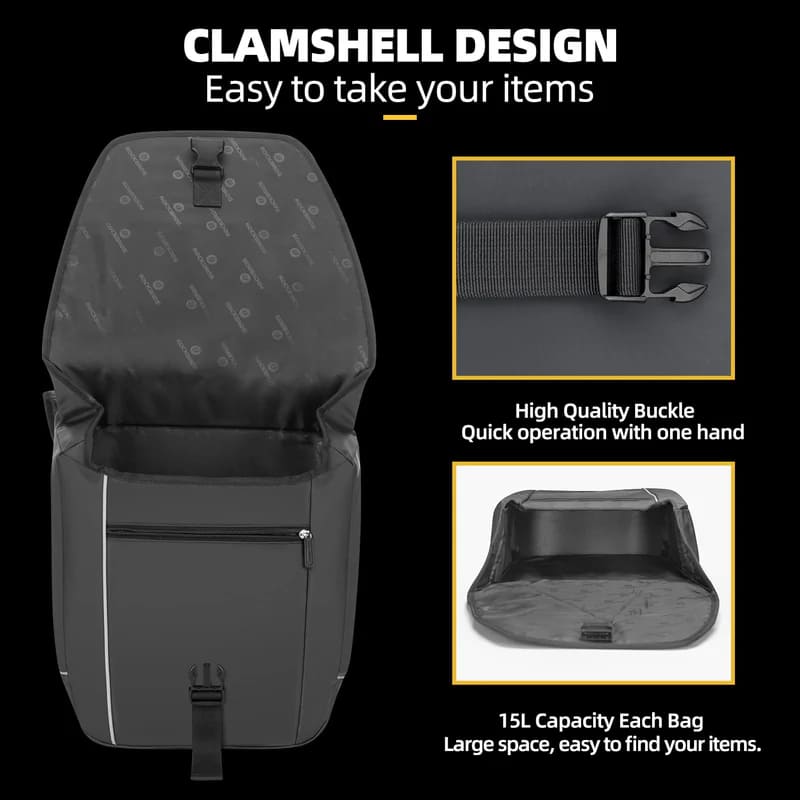 ROCKBROS Waterproof 30L Bike Rear Rack Pannier Bag for Long-Distance Cycling