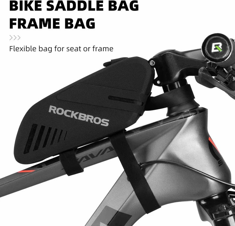 ROCKBROS waterproof bike saddle bag and top tube bag, small lightweight cycling seat pack for road and mountain bikes