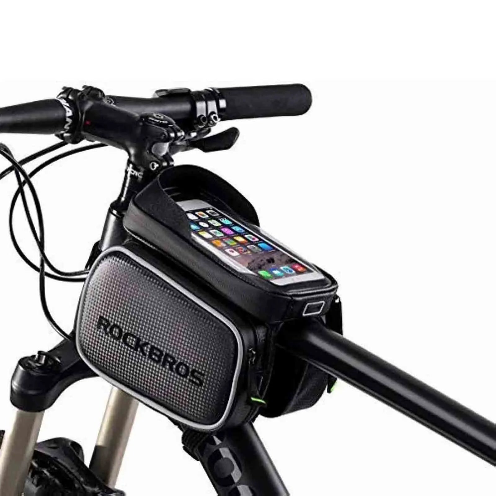 ROCKBROS waterproof bike top tube bag with phone holder for 6.2 inch smartphones