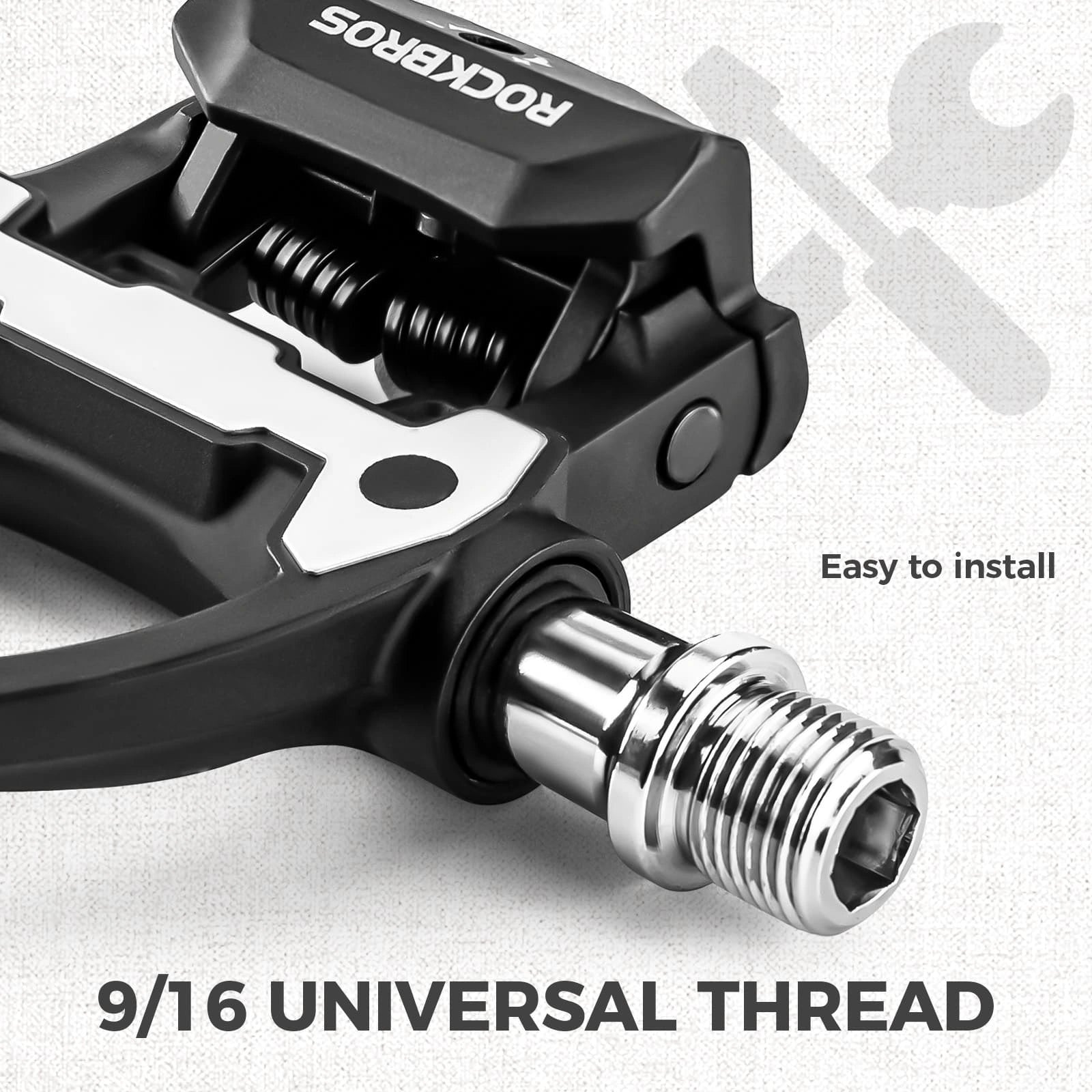 ROCKBROS Wide Durable Nylon SPD Road Bike Pedals with Cr-Mo Steel Axle, Adjustable Tension, and Sealed Bearings