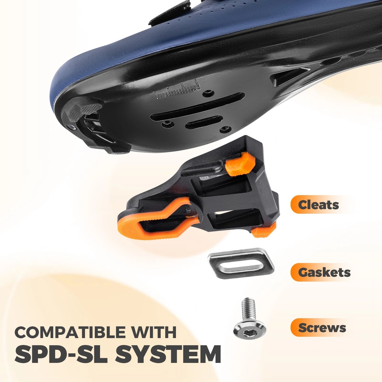 ROCKBROS Wide Durable Nylon SPD Road Bike Pedals with Cr-Mo Steel Axle, Adjustable Tension, and Sealed Bearings