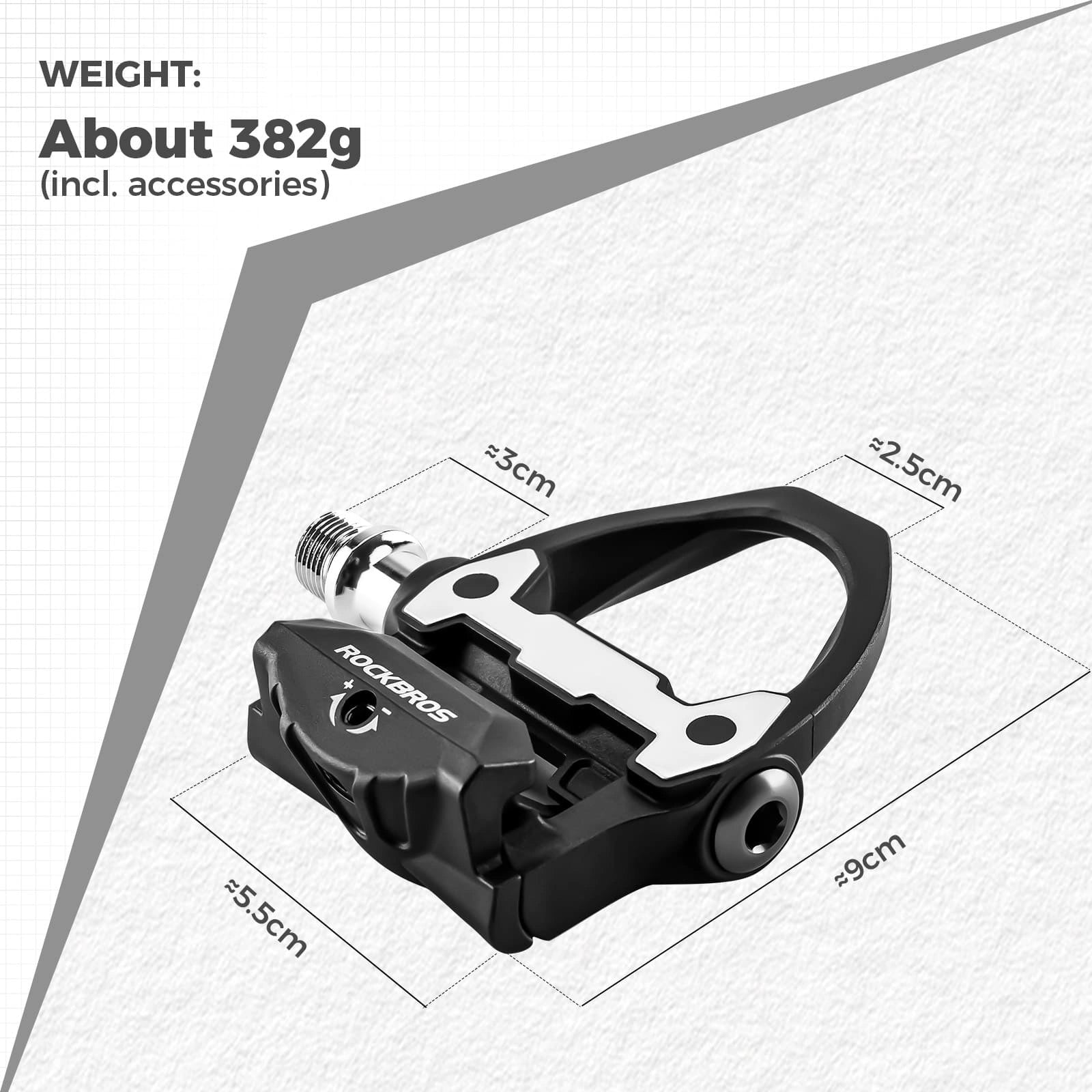 ROCKBROS Wide Durable Nylon SPD Road Bike Pedals with Cr-Mo Steel Axle, Adjustable Tension, and Sealed Bearings