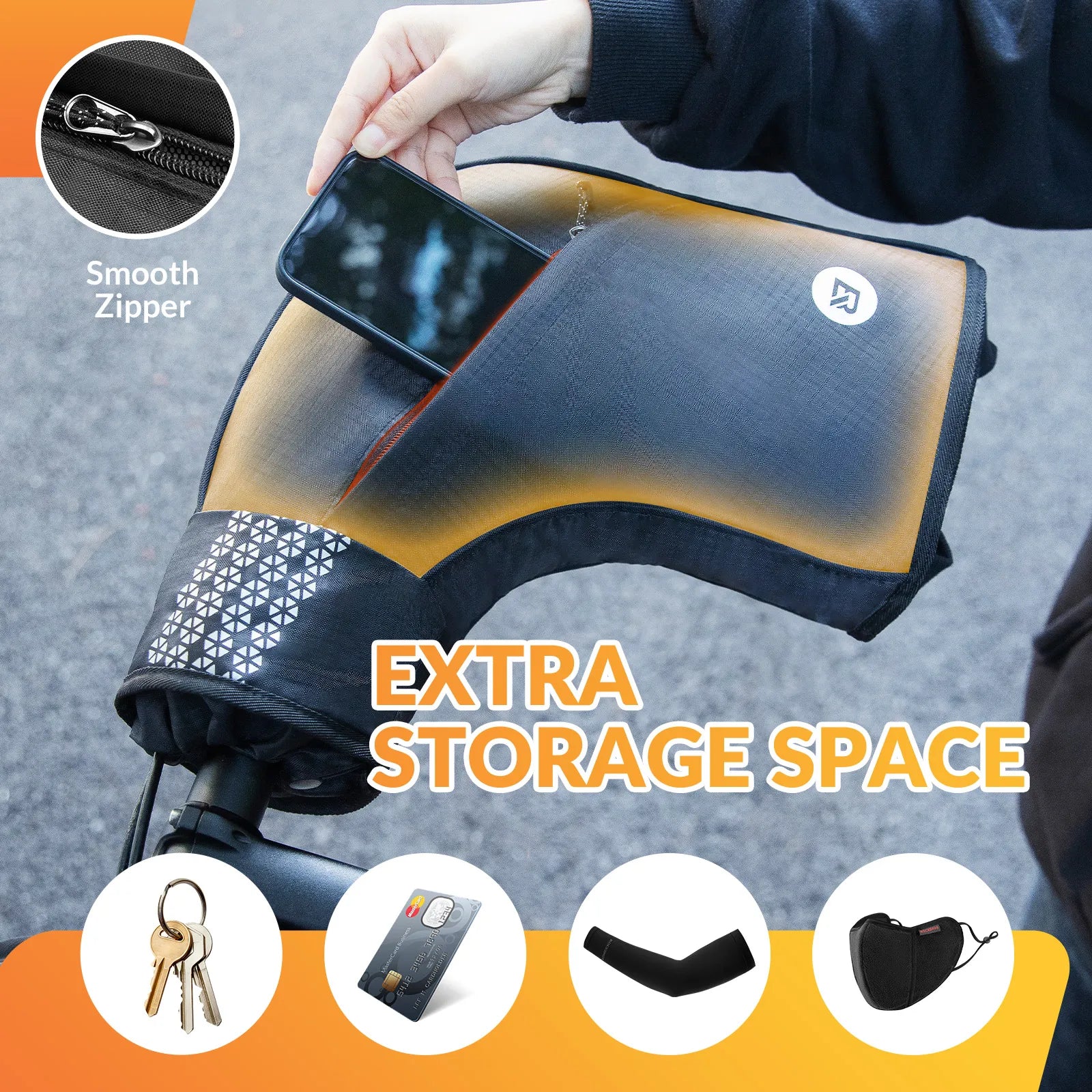 ROCKBROS windproof bike bar mitts with thermal fleece for cold weather cycling