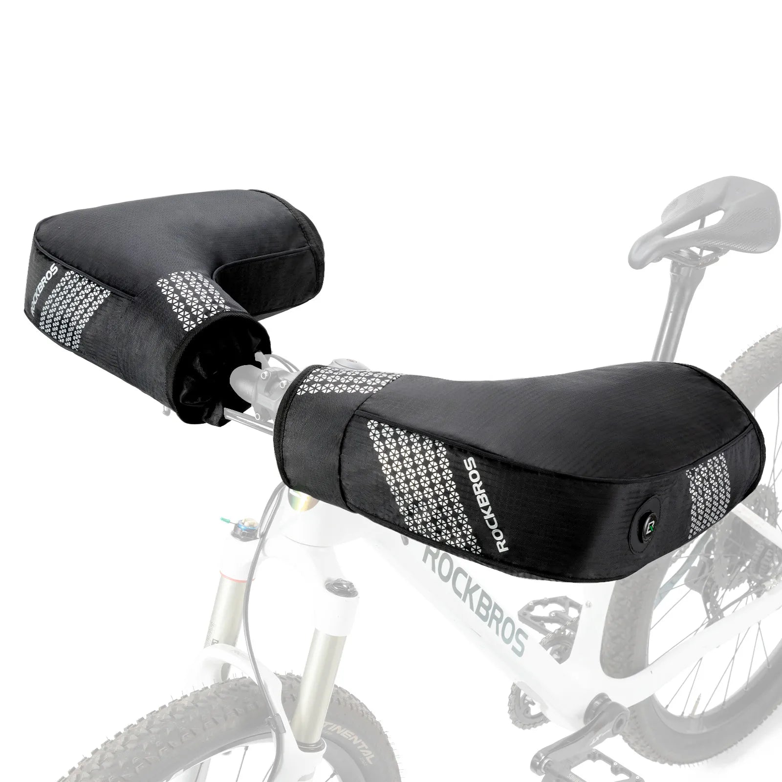 ROCKBROS windproof bike bar mitts with thermal fleece for cold weather cycling