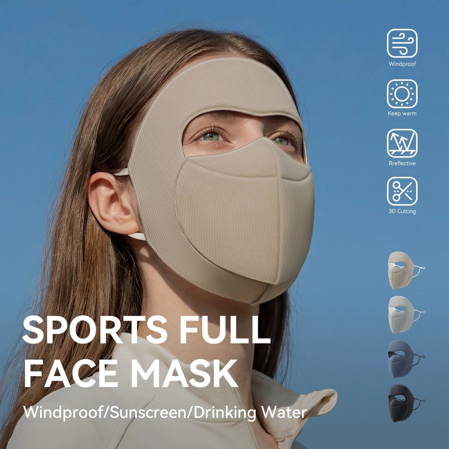 ROCKBROS Windproof Cycling Full Face Mask with Warm Breathable Fabric for Cold-Weather Outdoor Riding