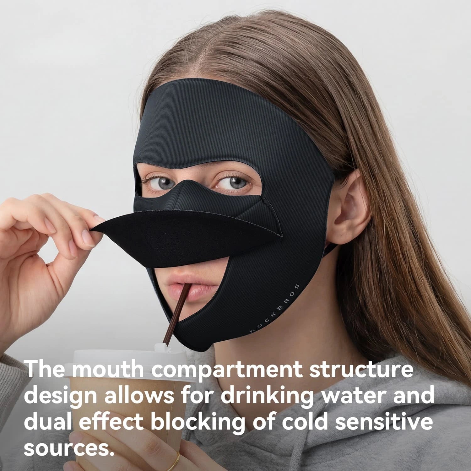ROCKBROS Windproof Cycling Full Face Mask with Warm Breathable Fabric for Cold-Weather Outdoor Riding