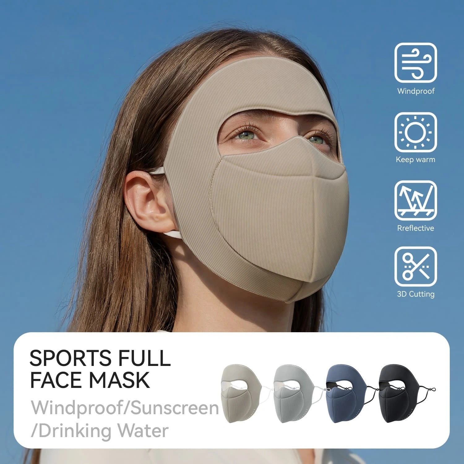 ROCKBROS Windproof Cycling Full Face Mask with Warm Breathable Fabric for Cold-Weather Outdoor Riding