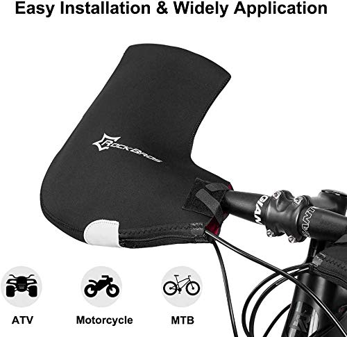 ROCKBROS windproof winter bike handlebar mittens for cold-weather cycling
