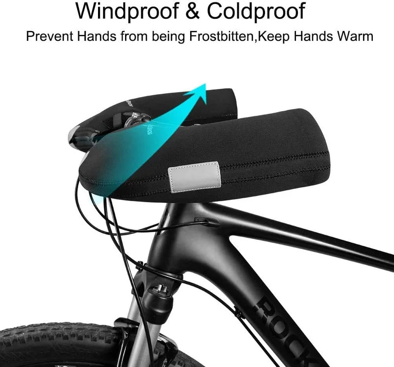 ROCKBROS windproof winter bike handlebar mittens for cold-weather cycling