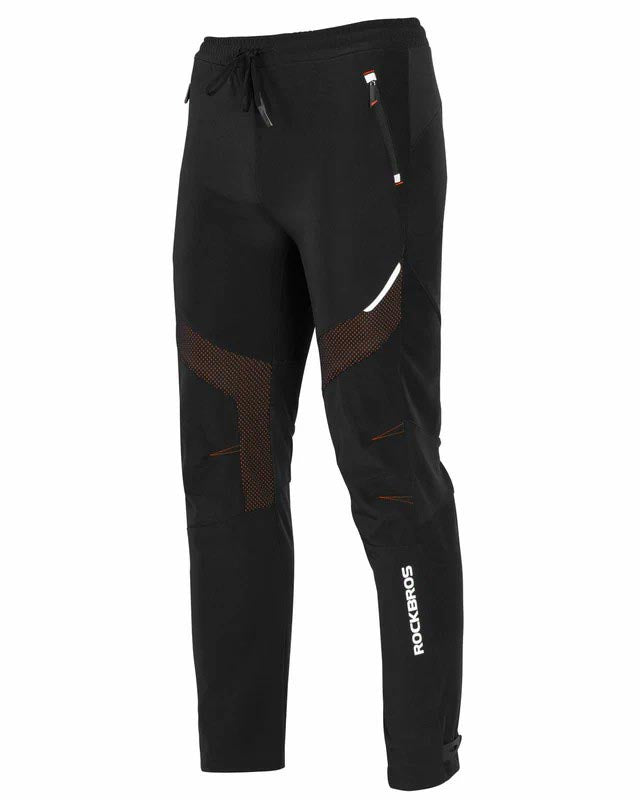 ROCKBROS Winter Cycling Pants for Men, warm, windproof, thermal black bicycling pants with ergonomic design