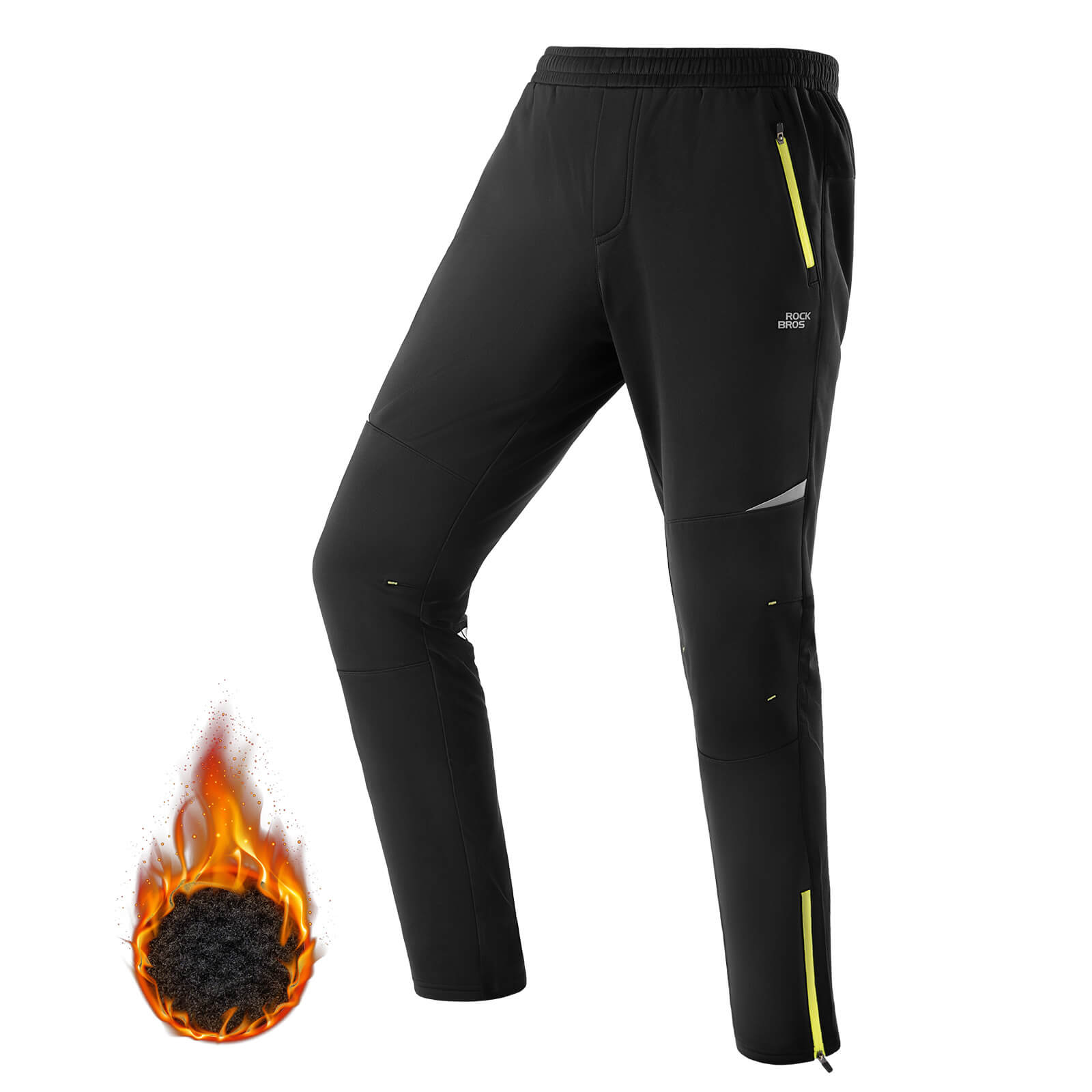 ROCKBROS winter cycling pants thermal fleece windproof for cold weather outdoor sports