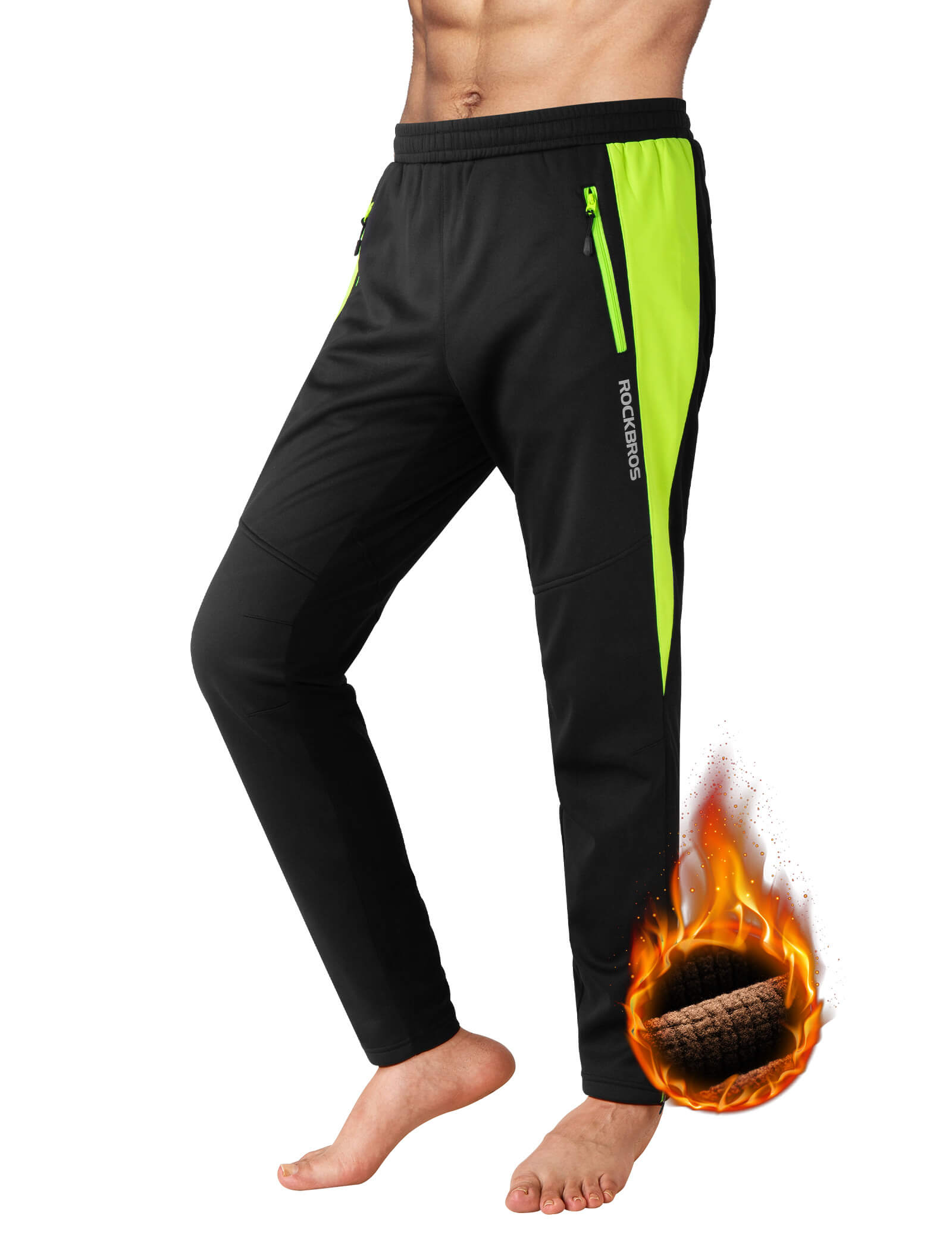 ROCKBROS Winter Cycling Pants with Windproof Fleece for Cold Weather Outdoor Cycling