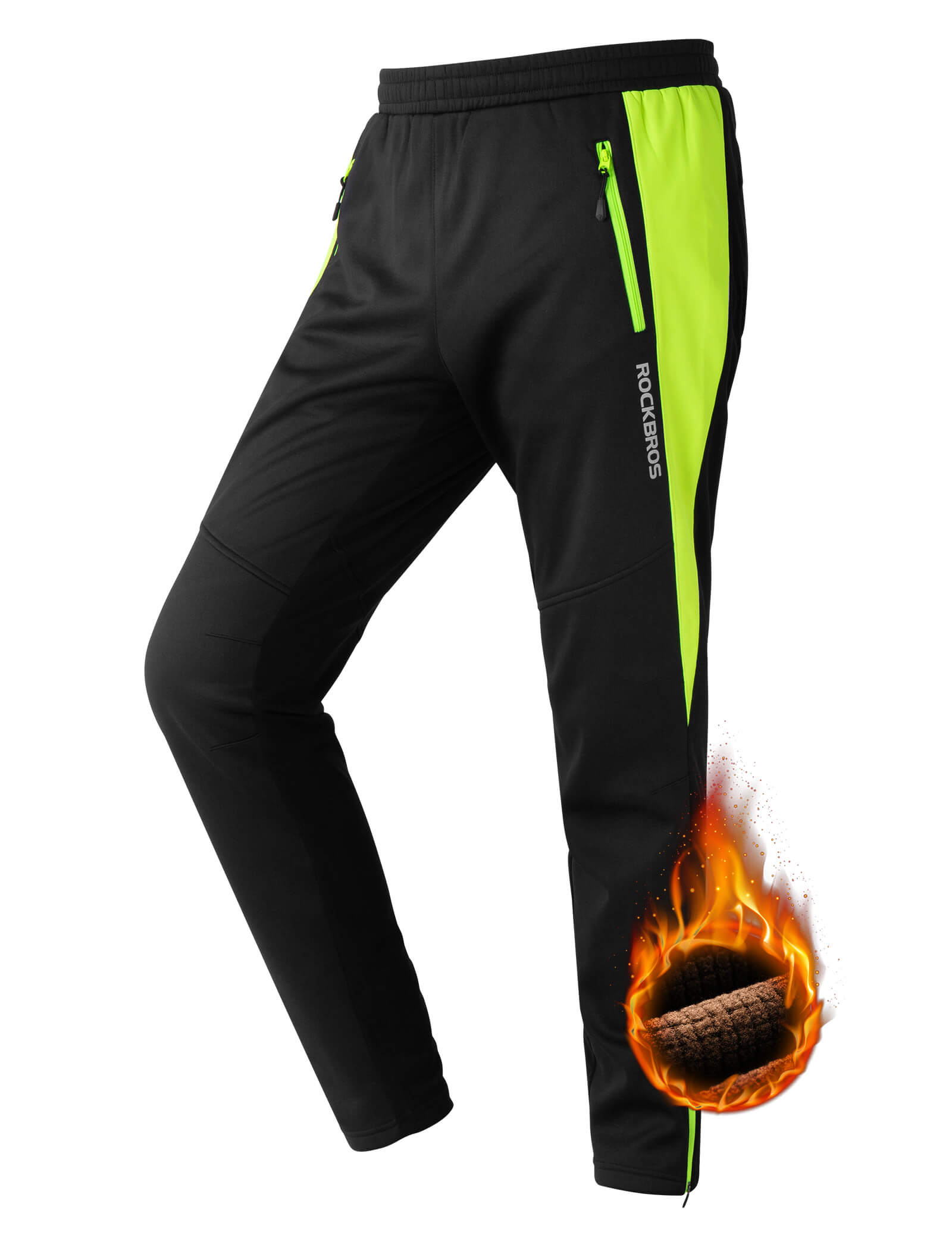 ROCKBROS Winter Cycling Pants with Windproof Fleece for Cold Weather Outdoor Cycling