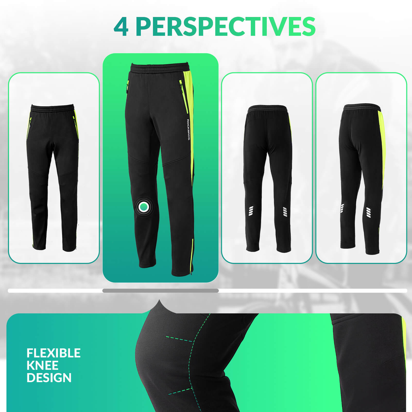 ROCKBROS Winter Cycling Pants with Windproof Fleece for Cold Weather Outdoor Cycling