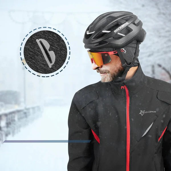 ROCKBROS Winter Cycling Skull Cap Helmet Liner with Thermal Fleece and Glasses Holes for Cold Weather Riding