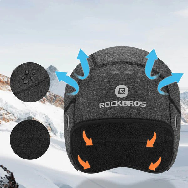 ROCKBROS Winter Cycling Skull Cap Helmet Liner with Thermal Fleece and Glasses Holes for Cold Weather Riding
#Color_Gray