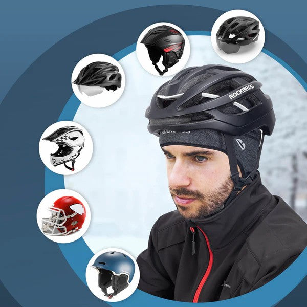 ROCKBROS Winter Cycling Skull Cap Helmet Liner with Thermal Fleece and Glasses Holes for Cold Weather Riding
