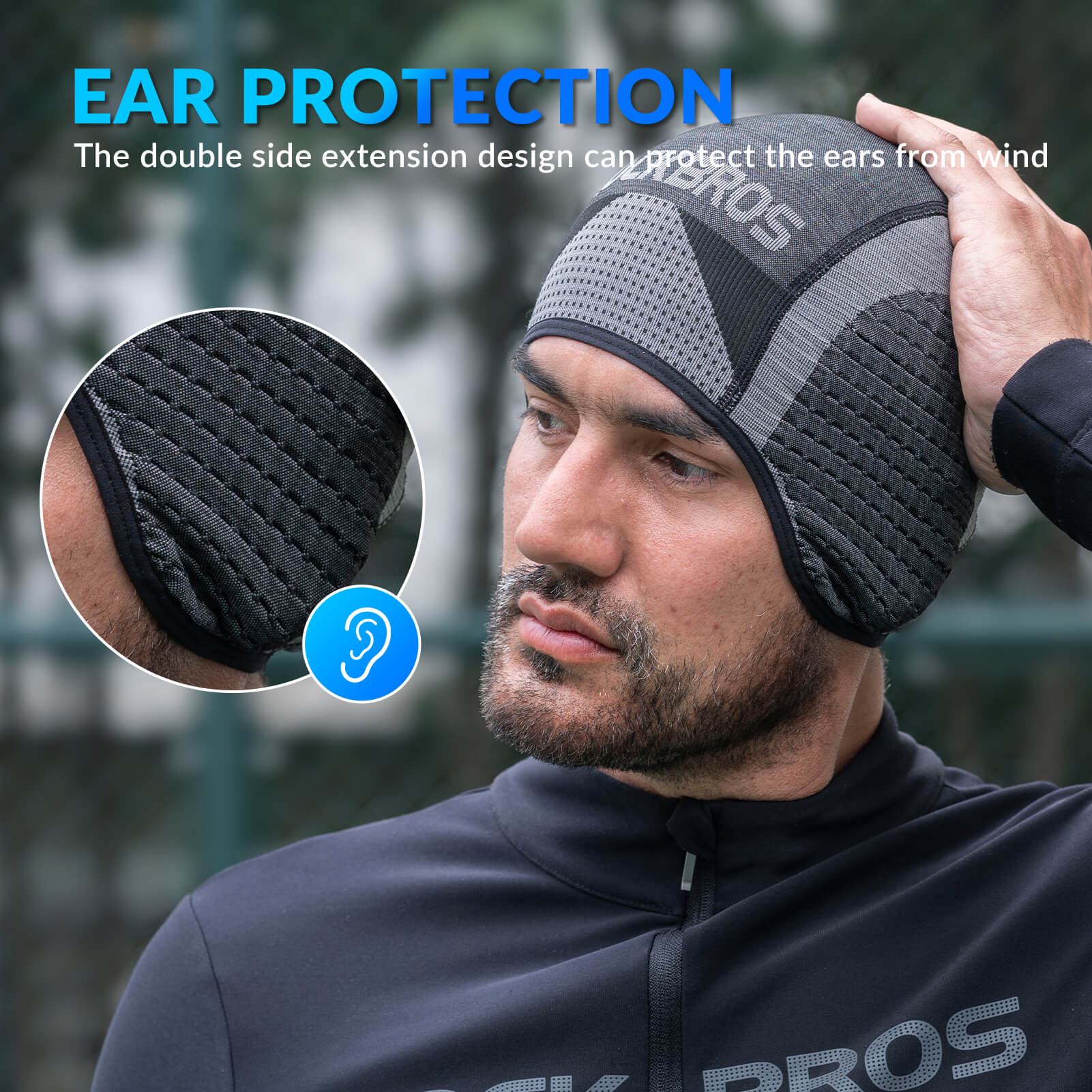 ROCKBROS winter cycling helmet with wide ears for cold weather cycling