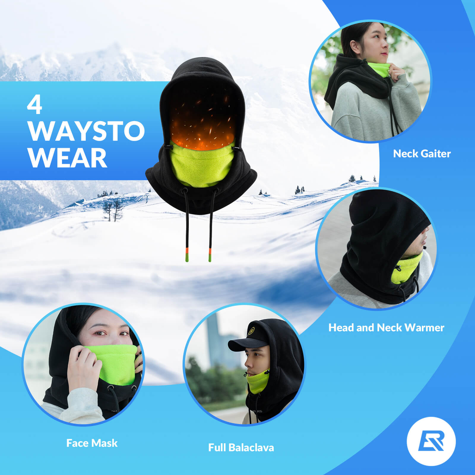 ROCKBROS winter fleece balaclava ski mask for men and women