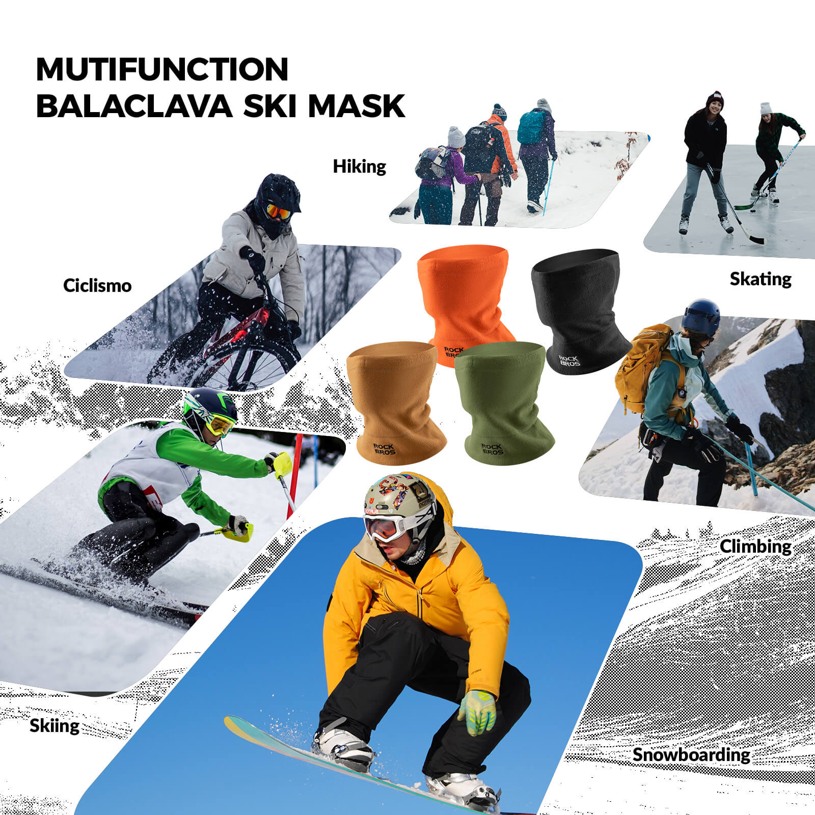 ROCKBROS Winter Neck Gaiter Fleece Hat and Face Mask for Skiing and Cycling