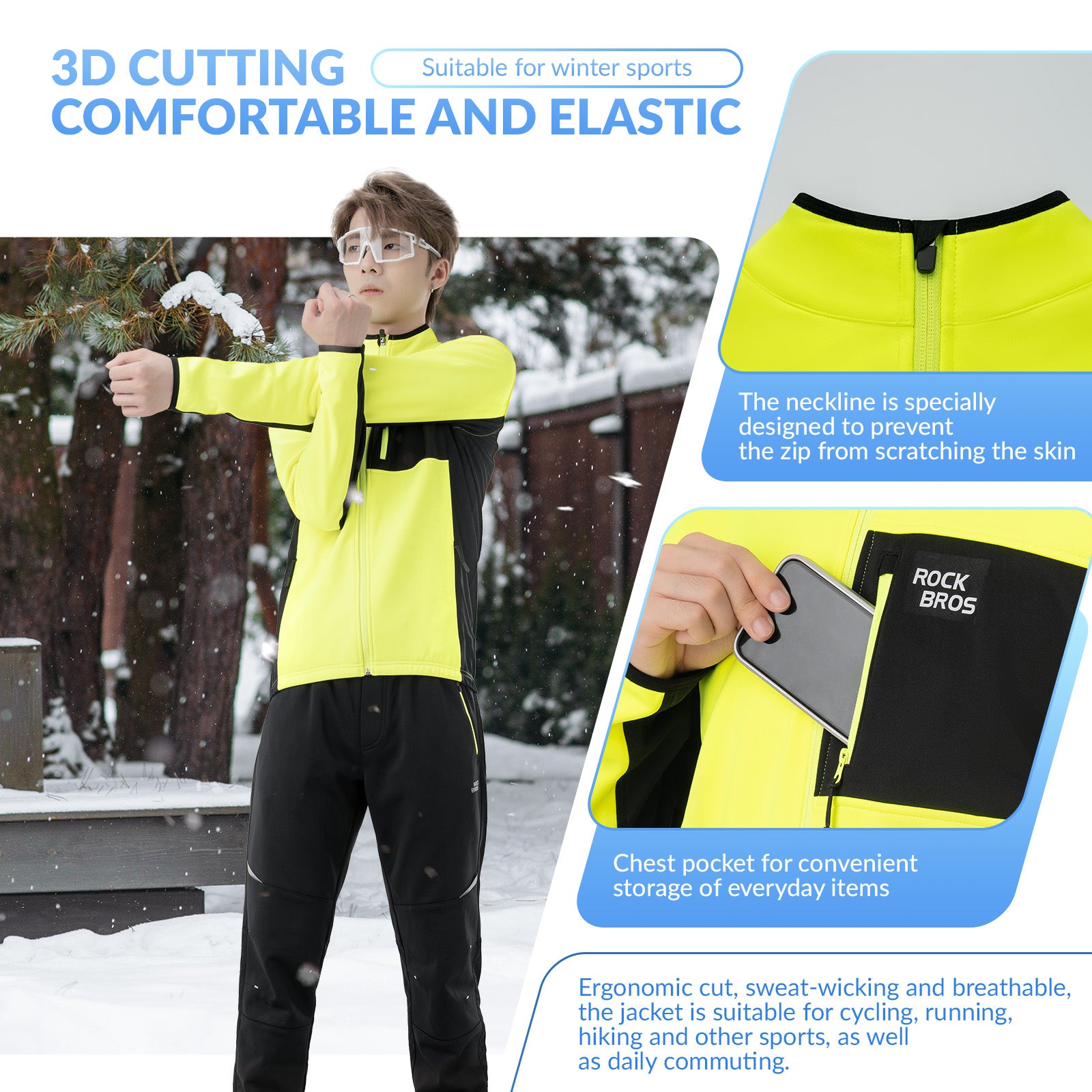 ROCKBROS winter thermal cycling jacket and pants set for windproof outdoor rides