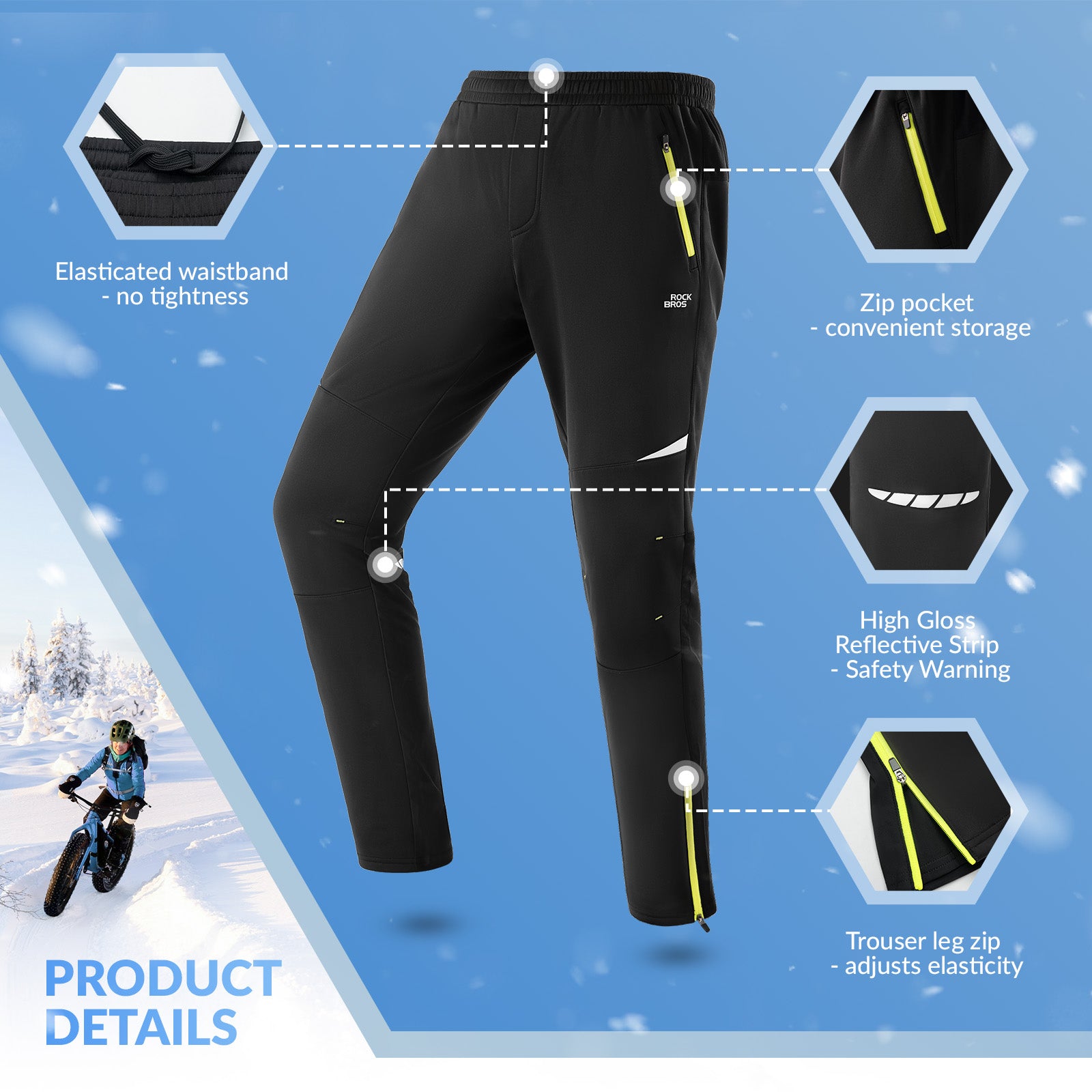 ROCKBROS winter thermal cycling jacket and pants set for windproof outdoor rides