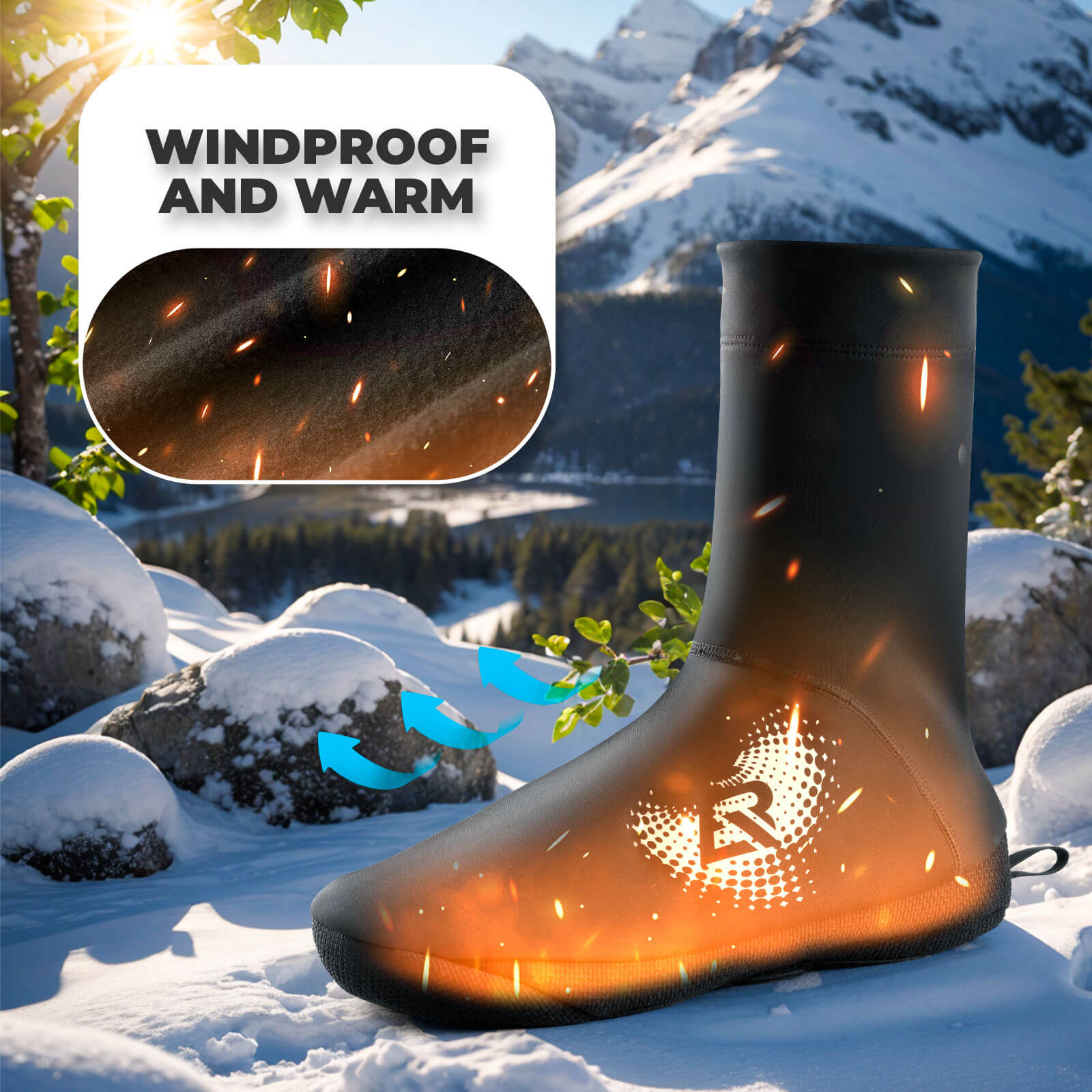 ROCKBROS winter thermal cycling shoe covers, windproof, water-resistant, durable shoe covers for outdoor biking