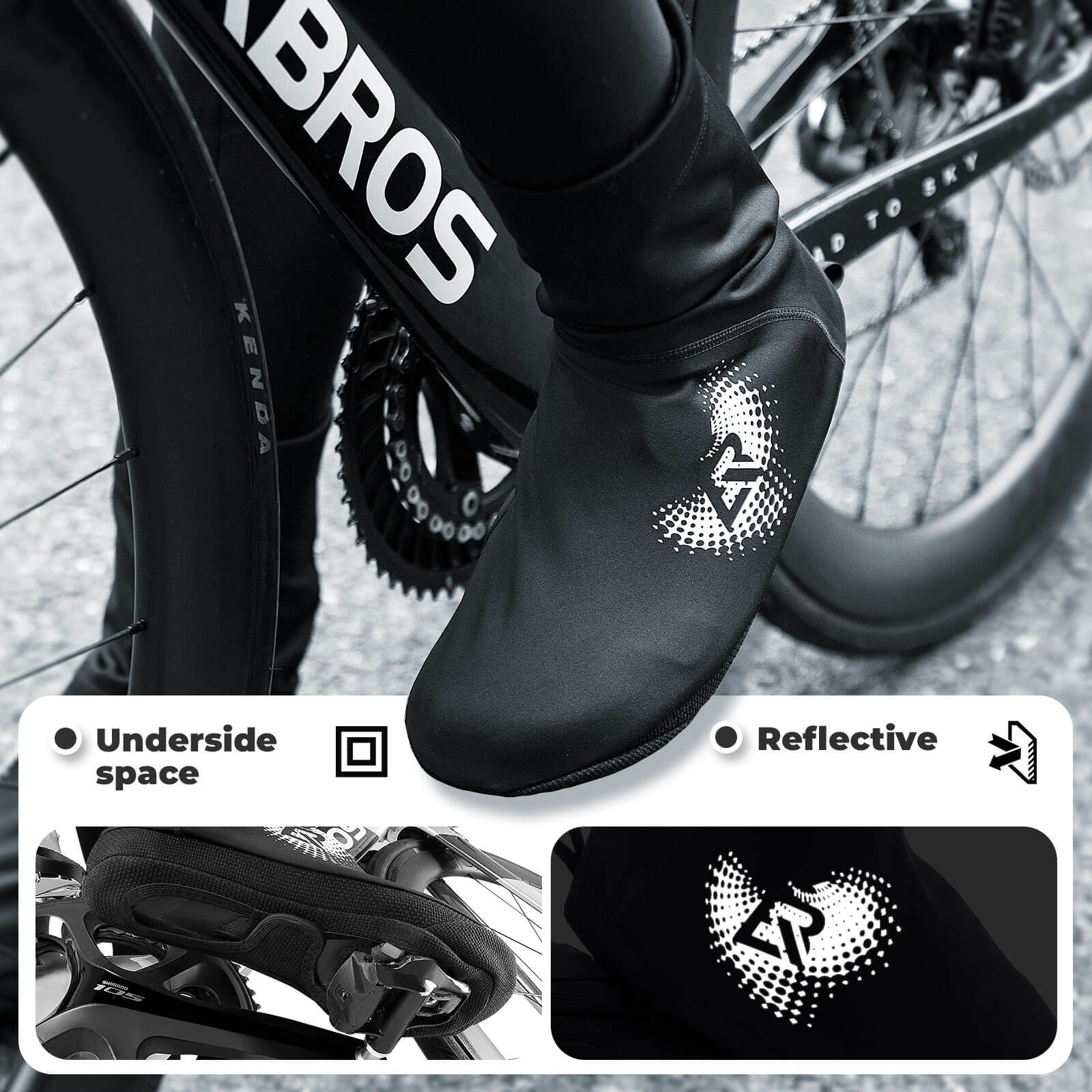 ROCKBROS winter thermal cycling shoe covers, windproof, water-resistant, durable shoe covers for outdoor biking