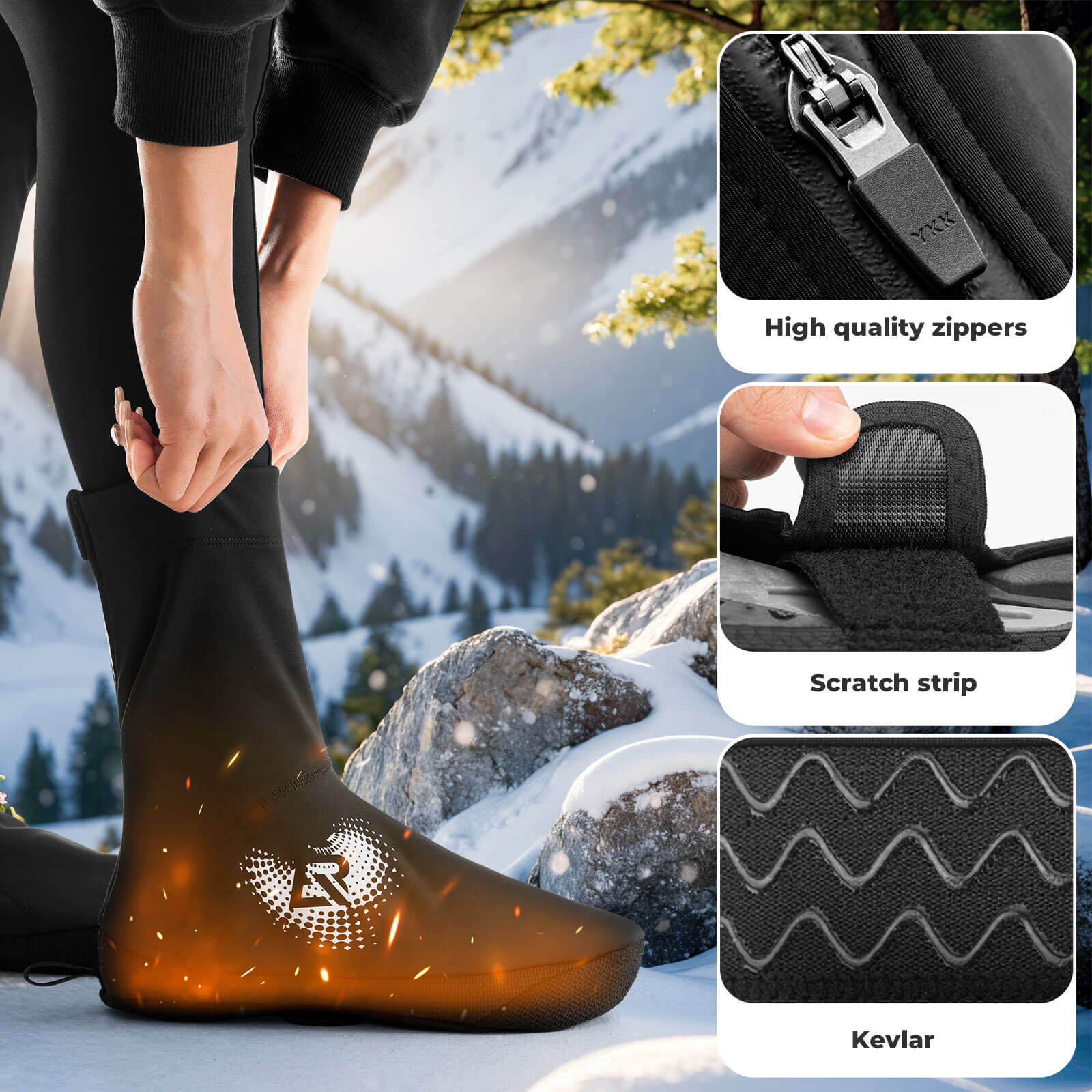 ROCKBROS winter thermal cycling shoe covers, windproof, water-resistant, durable shoe covers for outdoor biking