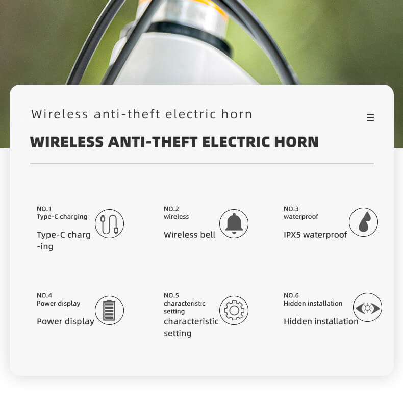 ROCKBROS wireless bike horn with anti-theft alarm for secure cycling