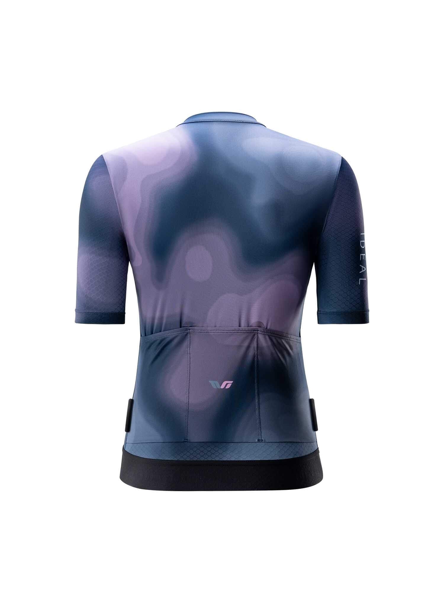 ROCKBROS women’s short-sleeve cycling jersey with blue to purple gradient design