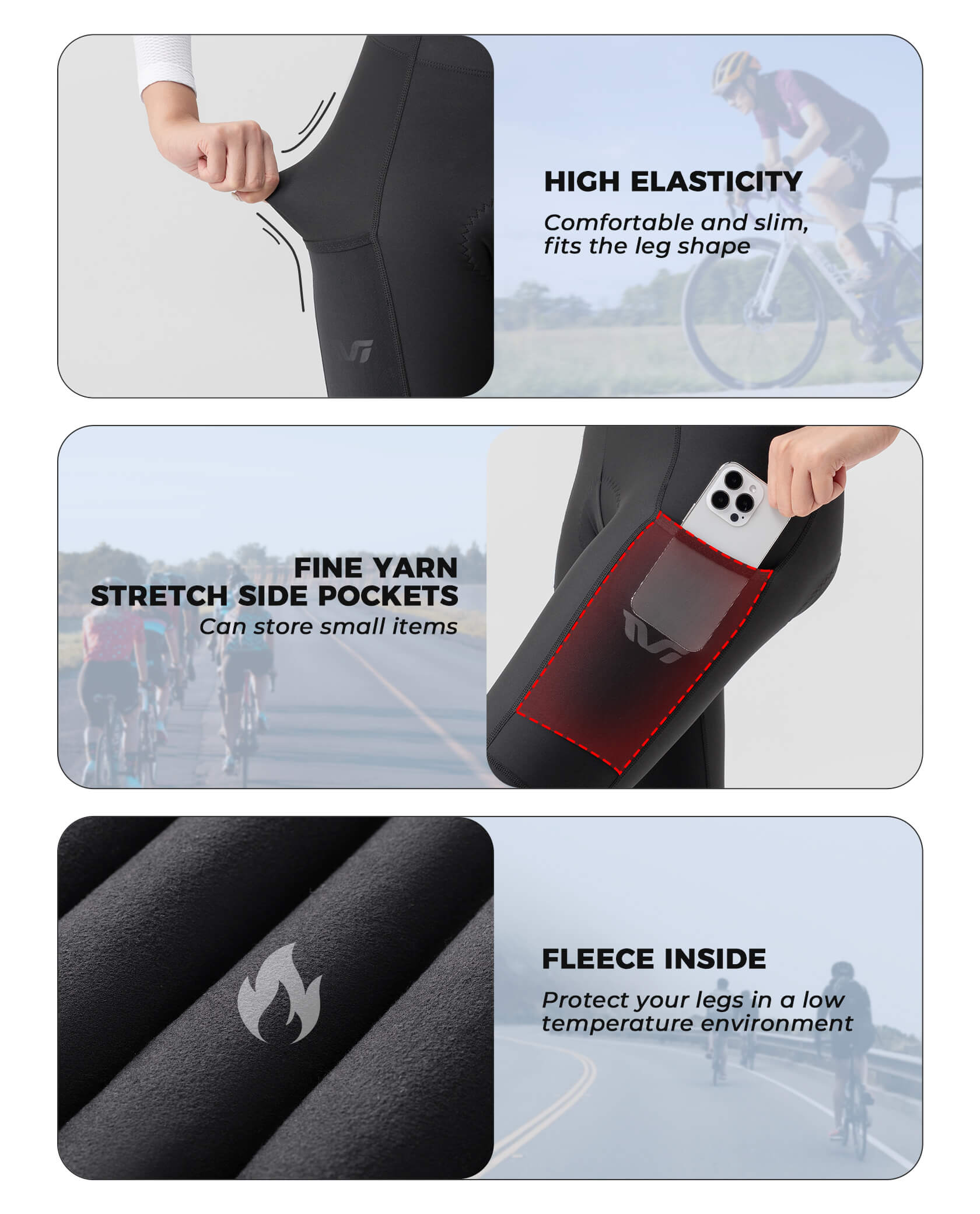 Women's lightweight thermal cycling tights for fall and winter rides – breathable, insulated, and flexible fit