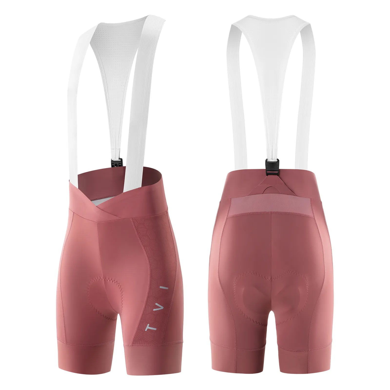 ROCKBROS women’s magnetic Clasp bib cycling shorts with high waist, padded design, and breathable quick-dry fabric
#Color_Pink