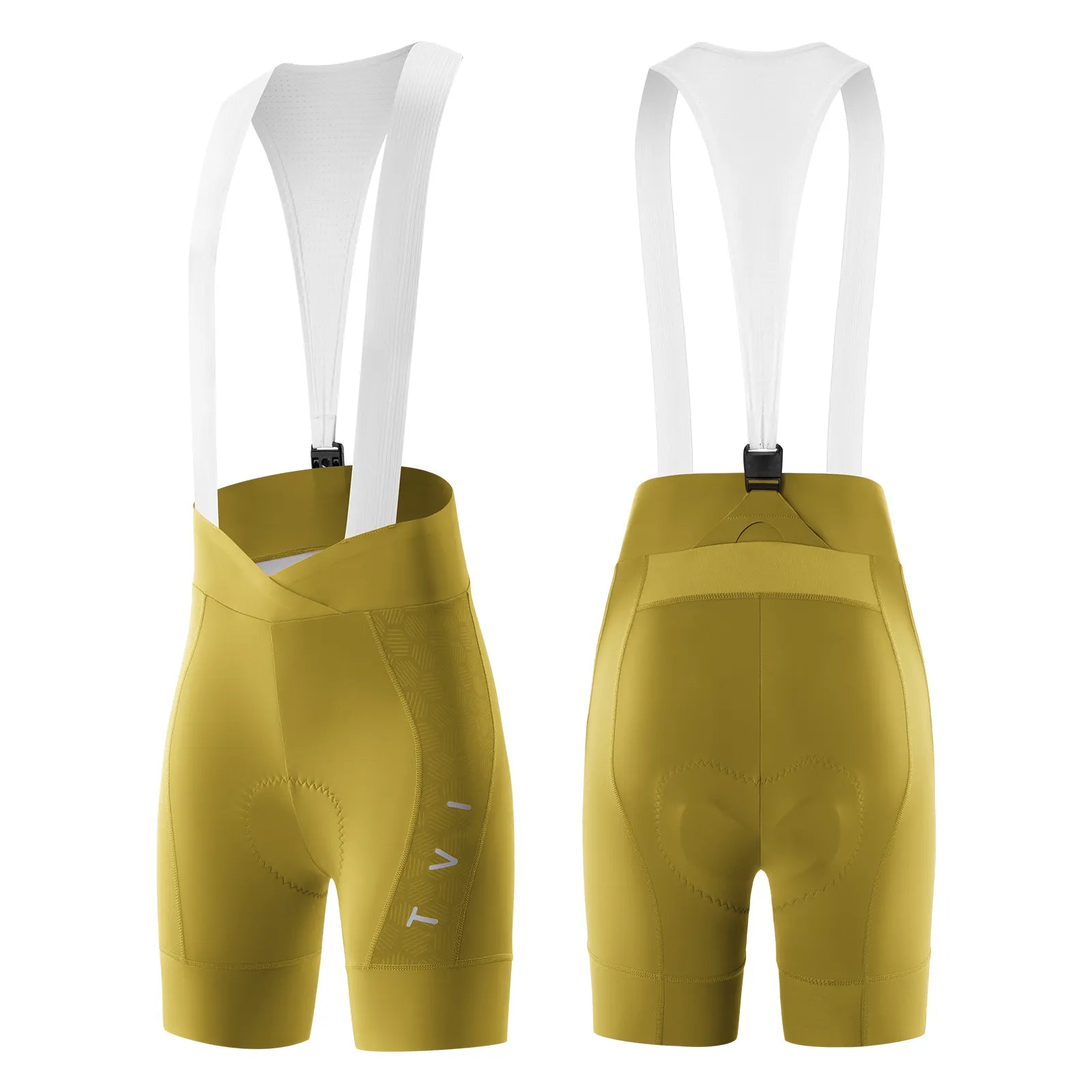 ROCKBROS women’s magnetic Clasp bib cycling shorts with high waist, padded design, and breathable quick-dry fabric
#Color_Yellow