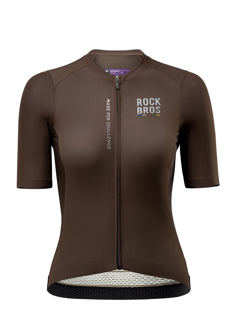 ROCKBROS women's quick-drying short-sleeve cycling jersey for road biking
#Color_Dark Brown