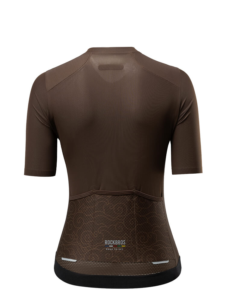 ROCKBROS women's quick-drying short-sleeve cycling jersey for road biking
#Color_Dark Brown